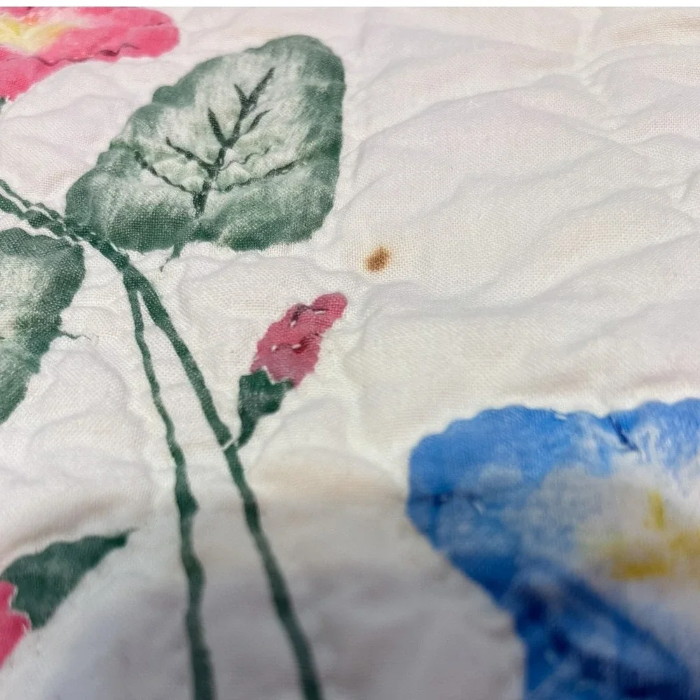 Vintage Cottagecore Floral Wreath Quilt Pink Morning Glory Farmhouse Full/Double